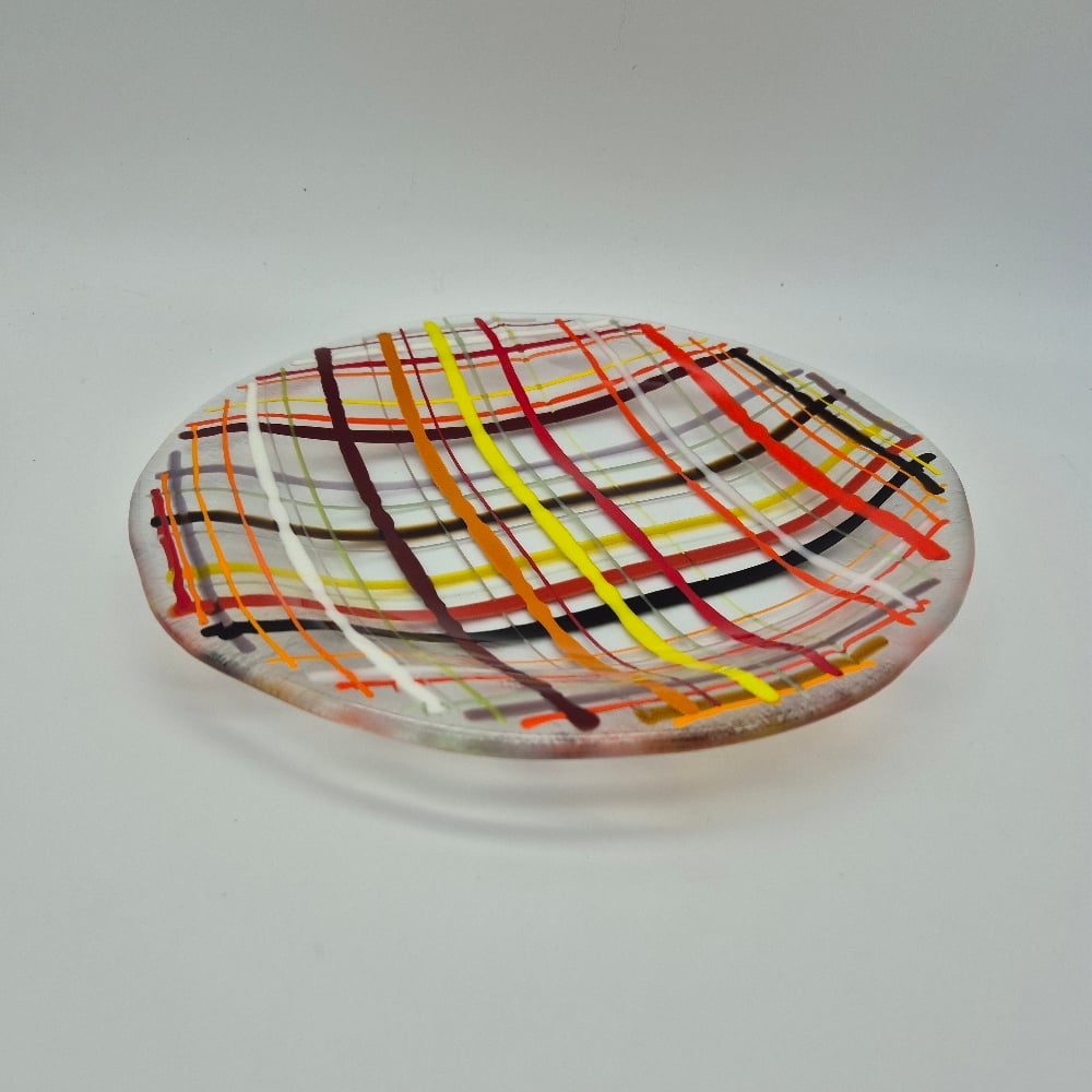 Image of MADRAS GLASS BOWL PLATE - RED