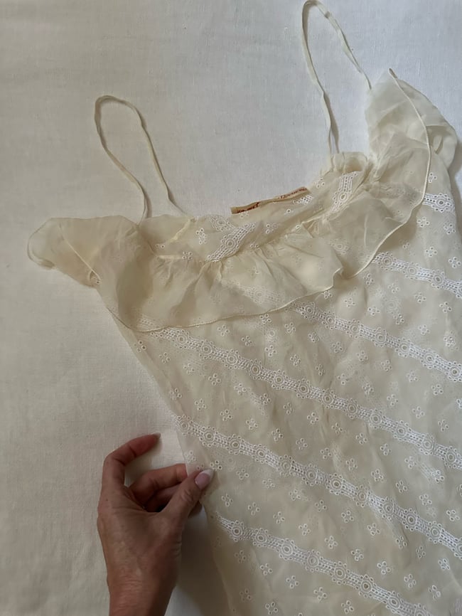 vintage tissue silk eyelet onesie