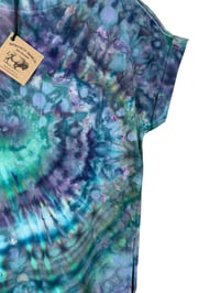 Image 8 of M 100% Cotton Short T-Shirt Dress with Pockets in Mermaid Spiral Ice Dye