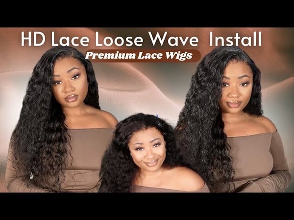 Image of Premium Lace Wigs - HD Lace Loose Wave 24 inch 13x6 - Natural Black 