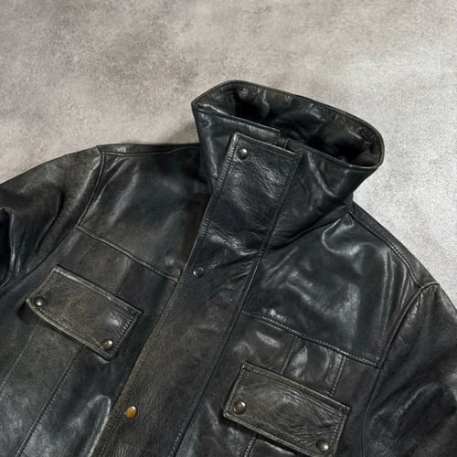 Image of 1990s High Collar Leather Jacket, Size Large