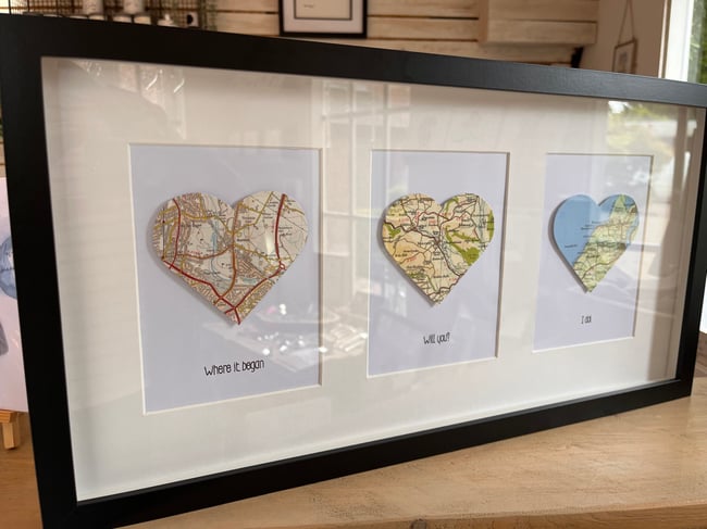 Personalised Vintage Map Heart (Framed) copy