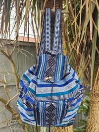 Image 1 of MALIA Mexican Baja woven fabric Backpack - BLUE