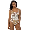 Brown Print One-Piece Swimsuit