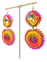 Image 4 of Sunrise Neon Kokopelli Earrings 