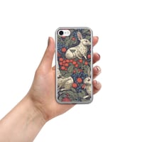 Image 3 of Boho Nature Cottagecore Inspired White Rabbits Among Berries Clear Case for iPhone®