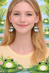 Image 1 of Cute Magnifying Frog Earrings 