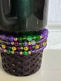 Image 2 of Mardi Gras Tumbler Bracelet Stack – Green, Purple & Gold