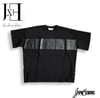 Black / Black “Leather Stripe” Drop Shoulder Tee