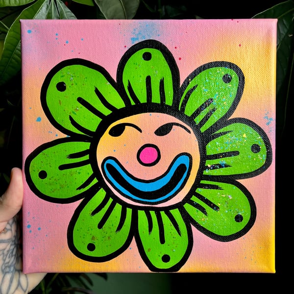 Image of Glitter Flower Clown Painting 