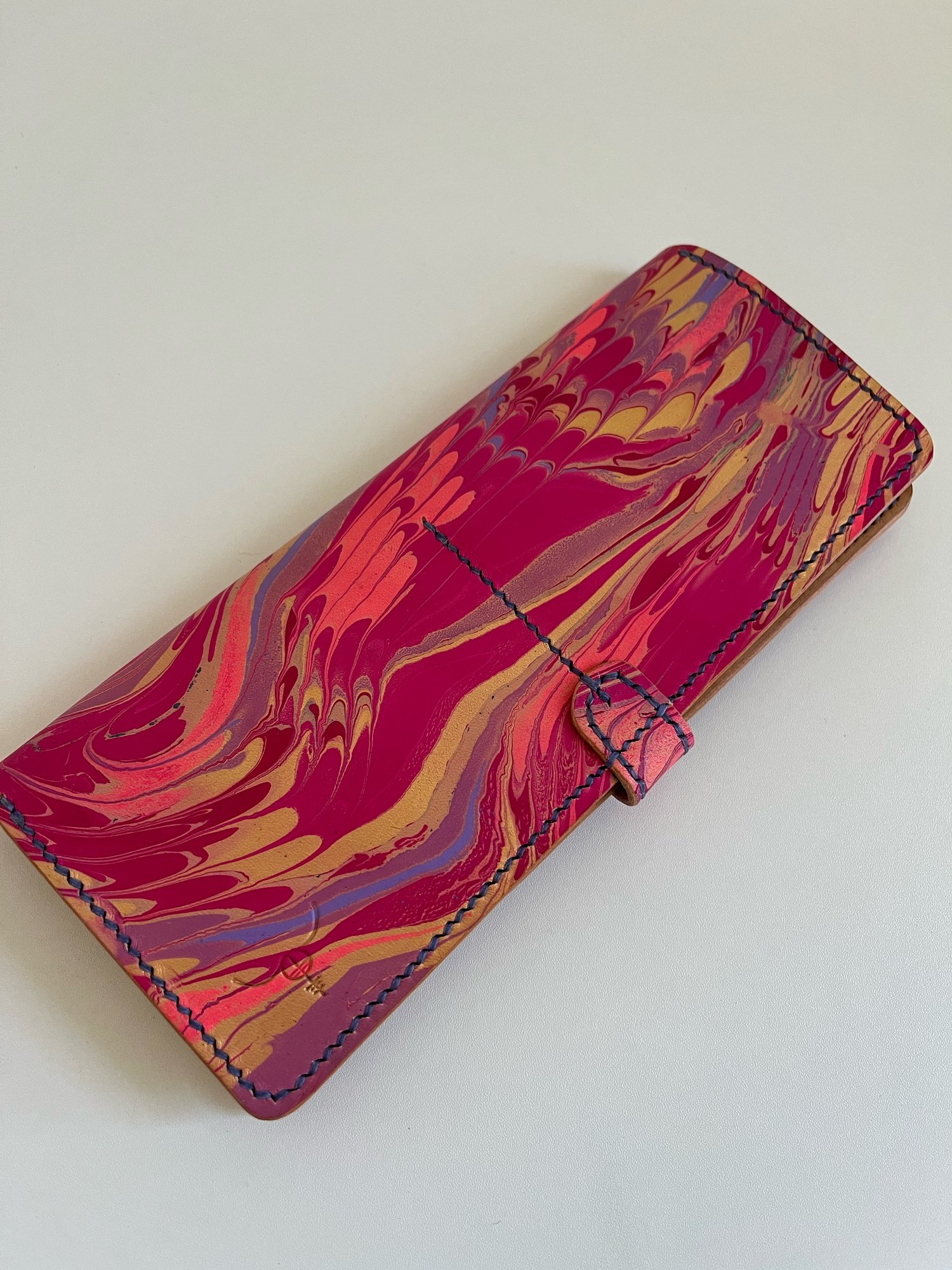 Image of Pink/Gold Marbled Long Wallet
