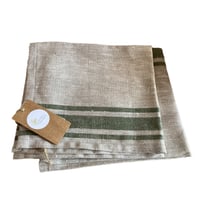 Image 1 of Green Stripe Linen Tea Towel