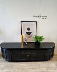 Image 6 of Long Curved Nathan Sideboard in Black with gold handles
