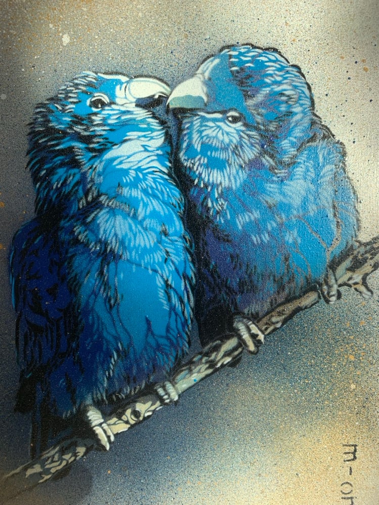 Image of ‘Lovebirds’ (blue and silver)