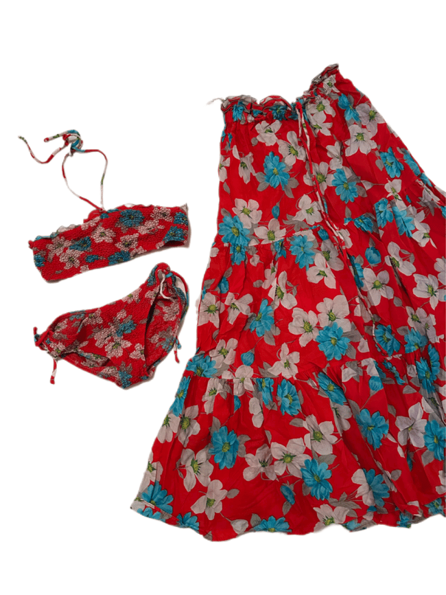 early 70s bikini set with matching dress