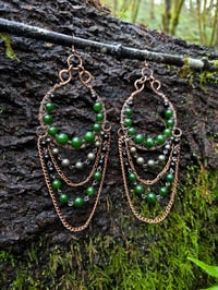 Image 2 of Jade chained hoops *for stretched ears only*