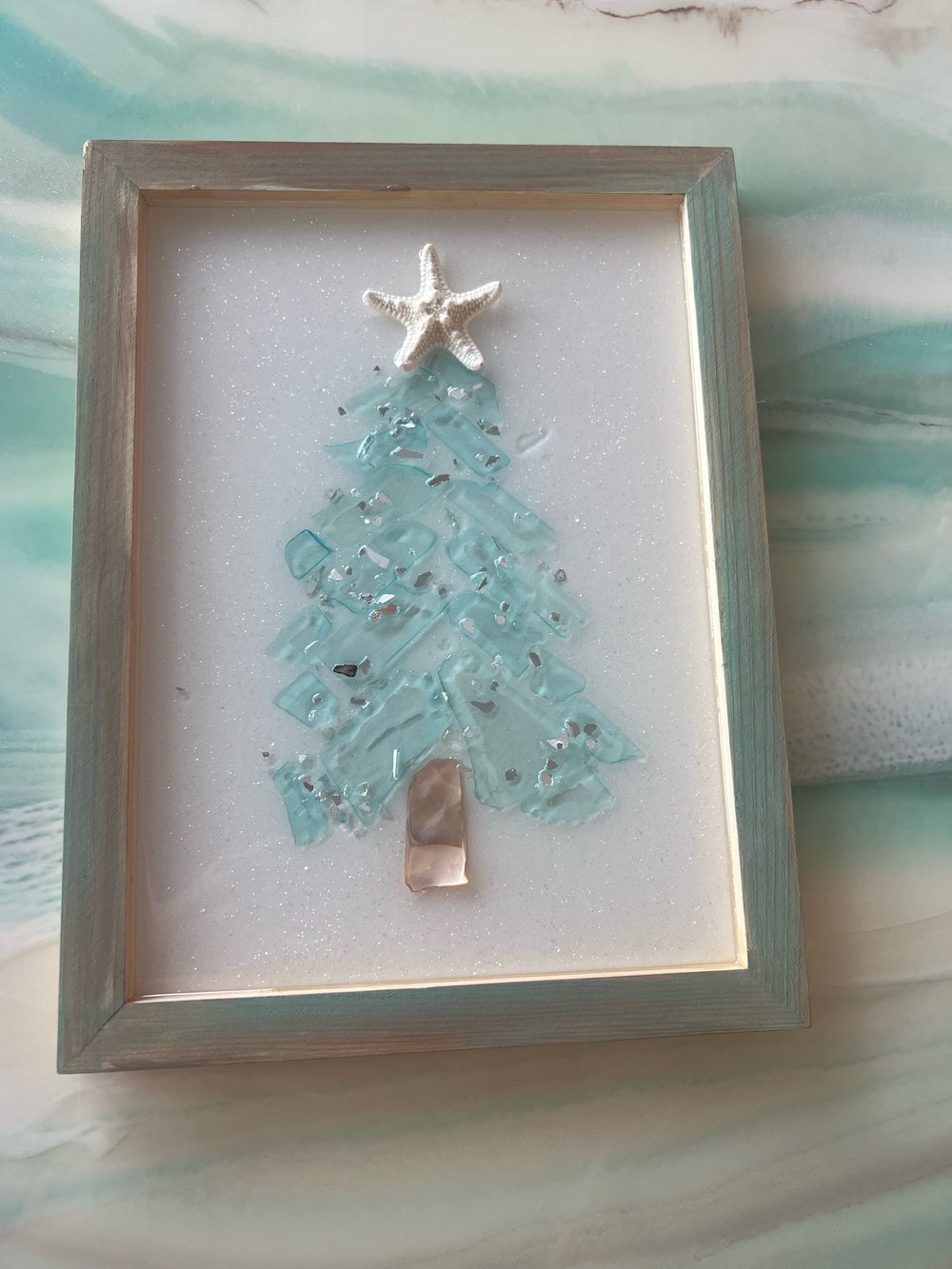 Image of Resin Framed Sea Glass Trees 