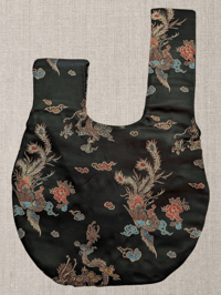 Image 2 of Chinese Dragon and Peacock Black Brocade Knot Bag