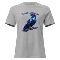 Image 7 of Cosmic Messenger Raven Women's Shirt – Mystical Galaxy Crow Graphic Tee | Celestial Bird Art