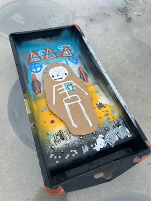 Image of  Carboard skel  paint tray shrine #2