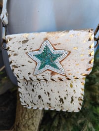 Image 2 of Woodstock cross body /passport bag - Cream with sequin mint star