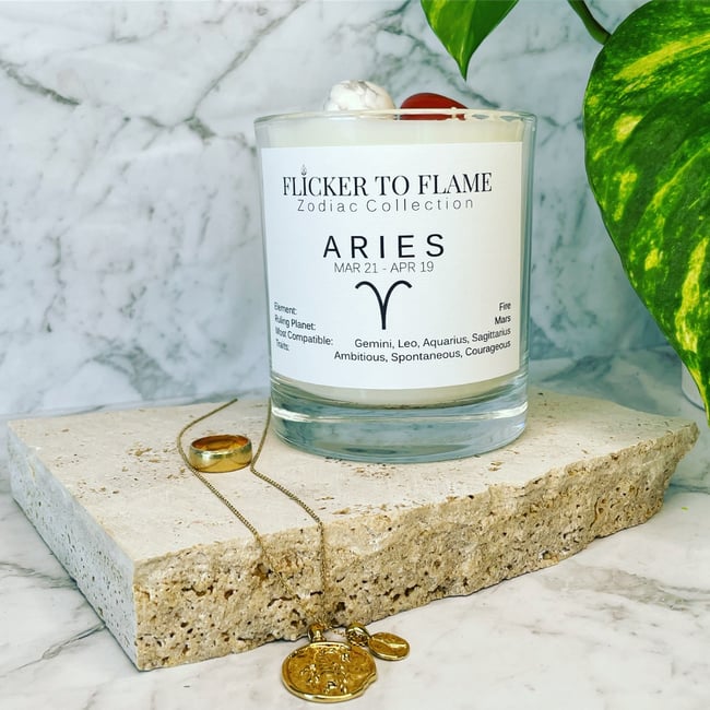 Zodiac Crystal Infused Candle 450g - ARIES  **ONLY 10 AVAILABLE**