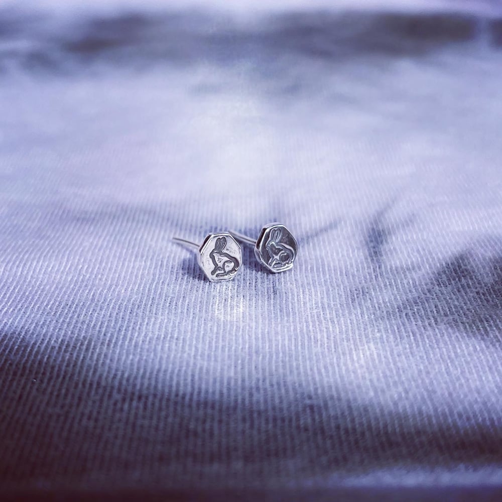 Handmade Sterling Silver Bunny Rabbit Stud Earrings