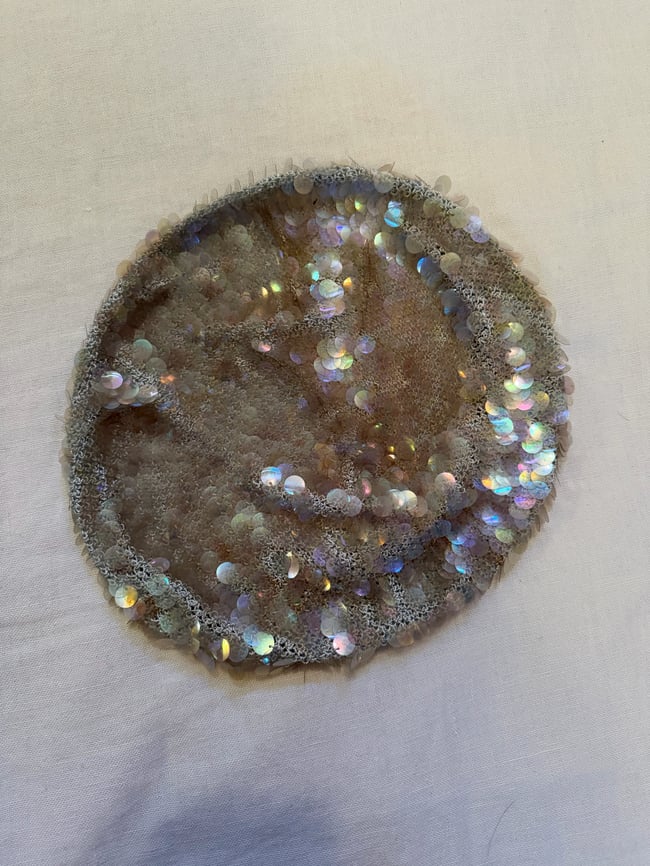 late 60s italian fine crochet slouch beret with paillettes