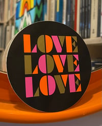 Image 2 of “LOVE, LOVE, LOVE” GOLD/PINK/ORANGE  STICKER 3 PACK.