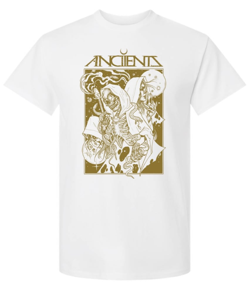 Image of anciients witch design white and gold