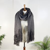 Image 3 of FREE PEOPLE dark gray charcoal/purple oversize convertible scarf shawl