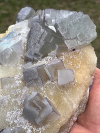 Image 4 of Large QR Code Fluorite On Druzy Quartz Matrix Specimen #2628