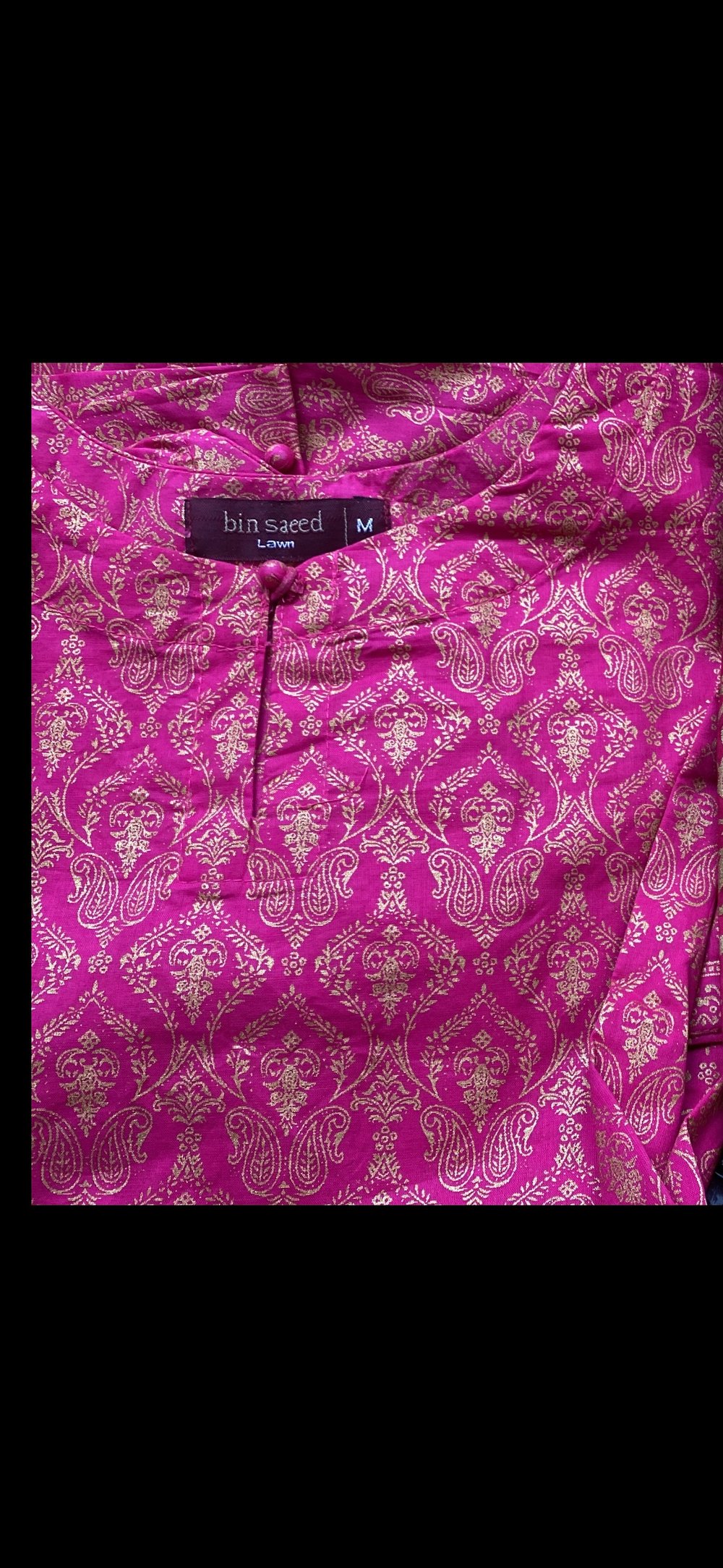 Bin Saeed blush pink gold print 