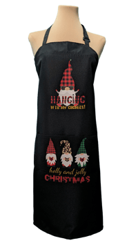 Image 1 of Hanging with My Gnomes Christmas Apron (black)
