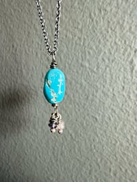 Image 15 of Sleeping Beauty turquoise pendant with gemstone fringe