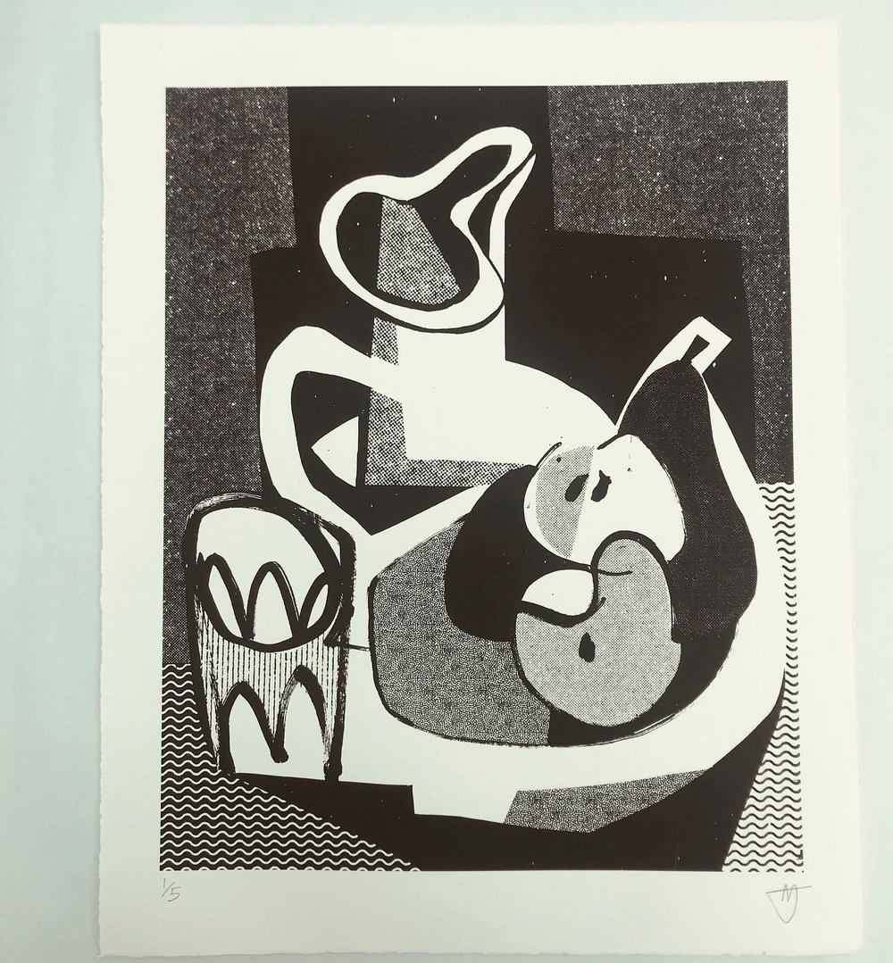 Still Life with Glass and Fruit Bowl