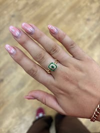 Image 2 of Emerald and Diamond Oxtagonal Ring