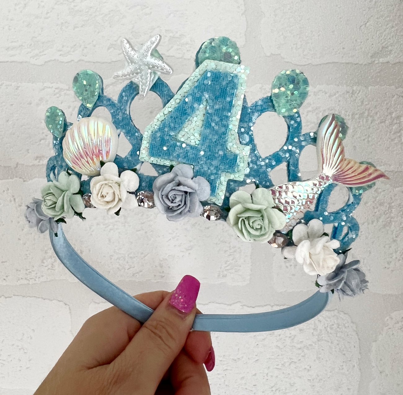 Blue mermaid birthday tiara crown | Halle Bella's Bling&Crafts