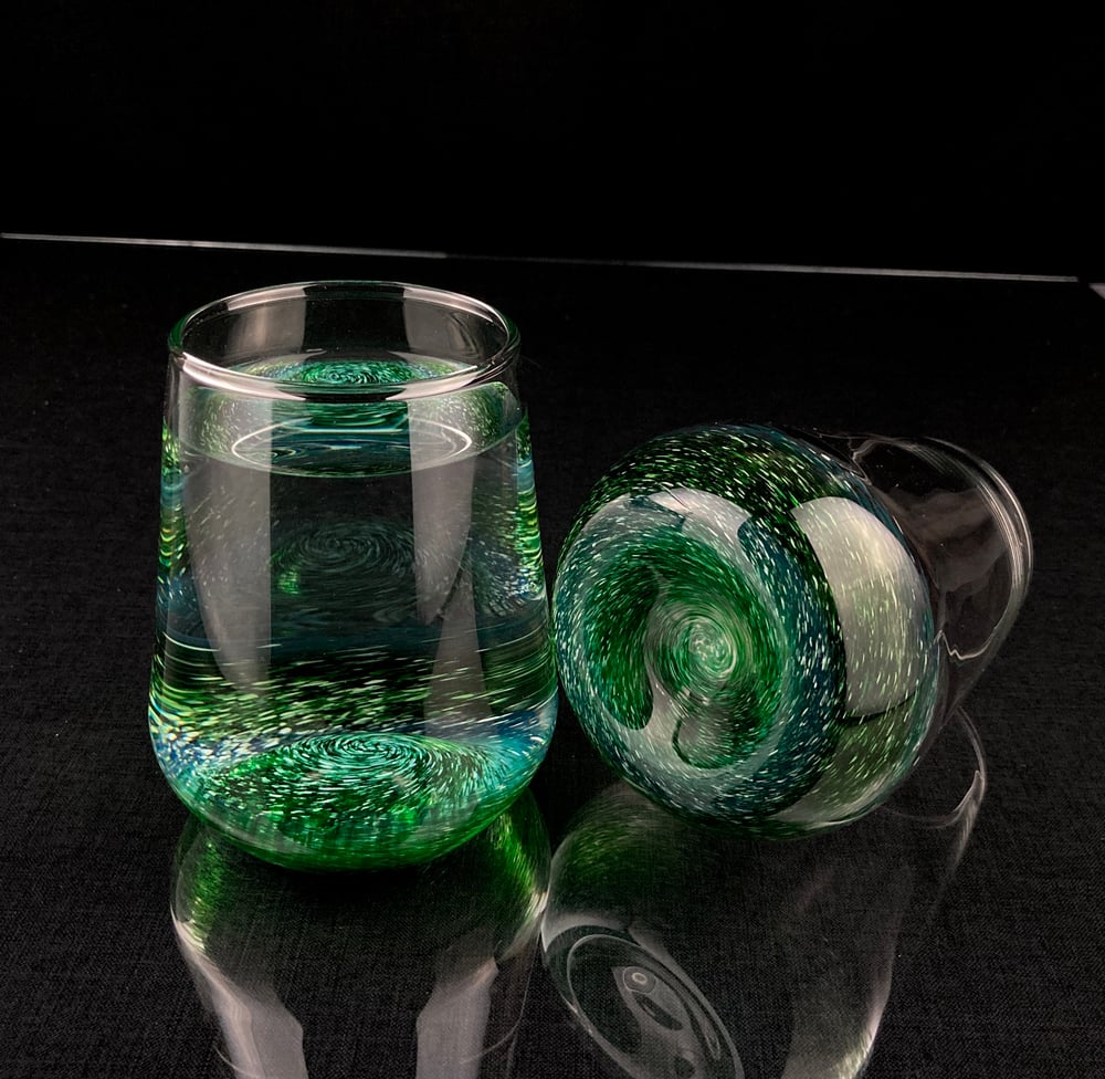 Image of Frit Tumbler - Experimental Green #5 set no.1