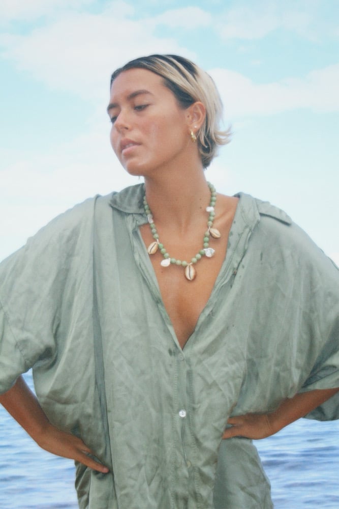 Image of Peace jasper cowry necklace 