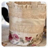 Image 3 of Antique Style Rose and vintage french lace Bucket bag 
