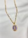 PURPLE Mi Virgencita Oval Diamond Necklace 