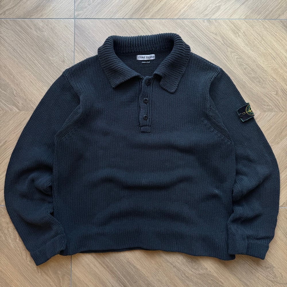 Image of 1990s Stone Island Heavweight 1/4 Button Up Sweatshirt, Size XL