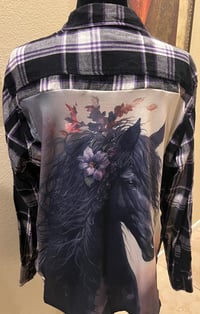 Vintage Black/White/Purple Flannel Black Horse