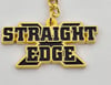 Shiny Gold Metallic Soft Enamel "Straight Edge" Keychain