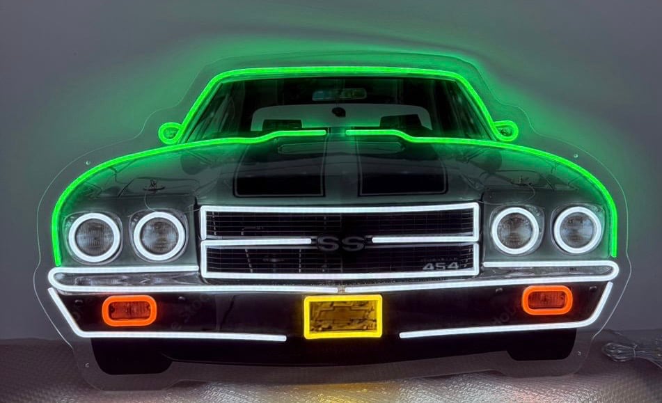 36” Chevelle Headlight Neon LED sign | White Beard Sign Works