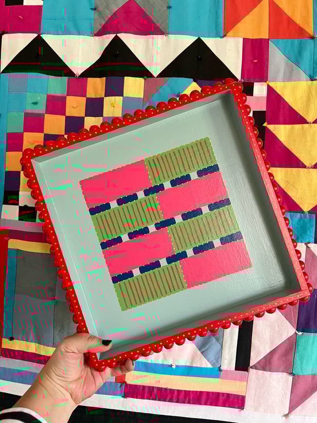 Painted Patchwork Tray (Red Bobble)