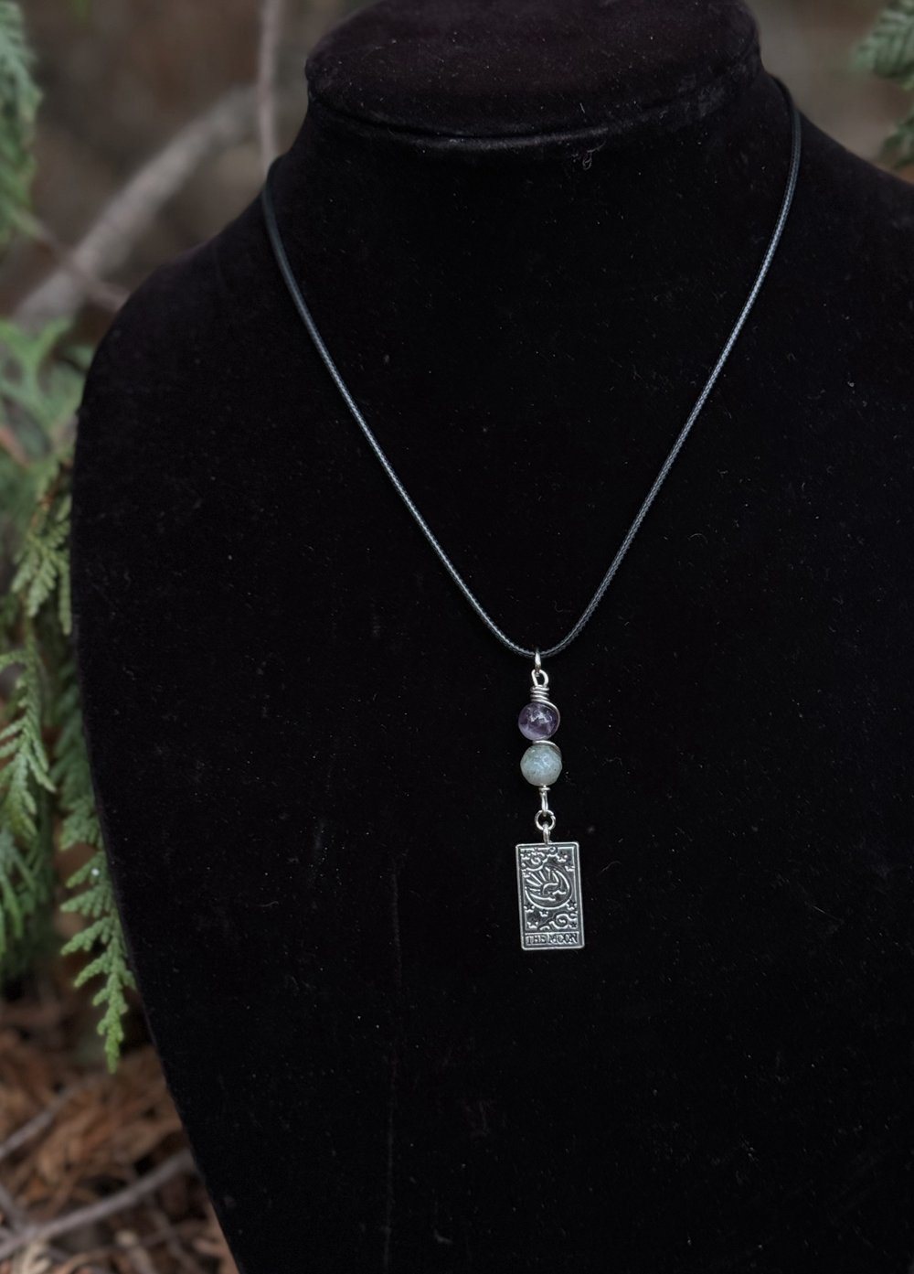 Image of "the Moon" Tarot Necklace w/ Amethyst & Labradorite