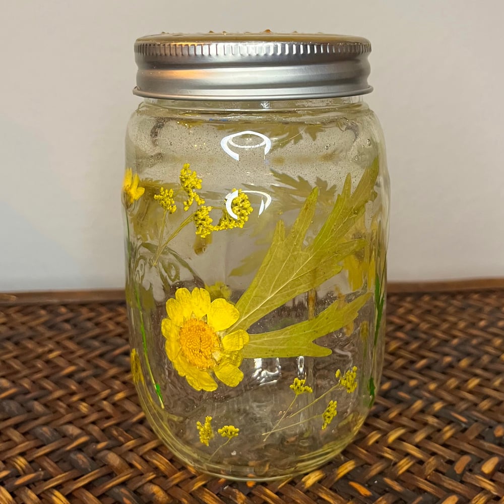 Image of citrine floral mason jar