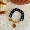  T O N I | Bracelet chaîne grosse maille acrylique & acier inox doré